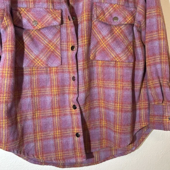 Dizzy Lizzy snap front fleece flannel Plaid long sleeve shirt women’s medium - Picture 4 of 13
